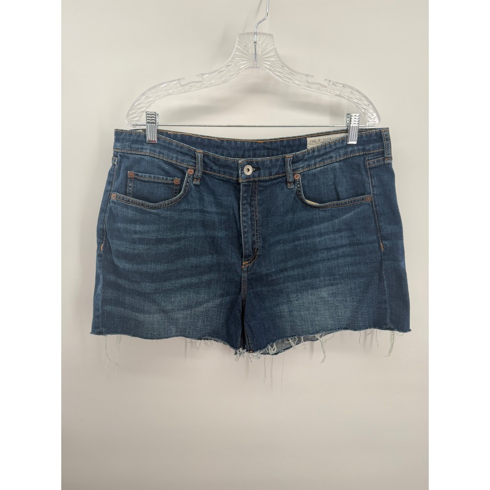 Rag & Bone Dre Low-Rise Denim Shorts Blue Raw Hem Boho Festival Size 33